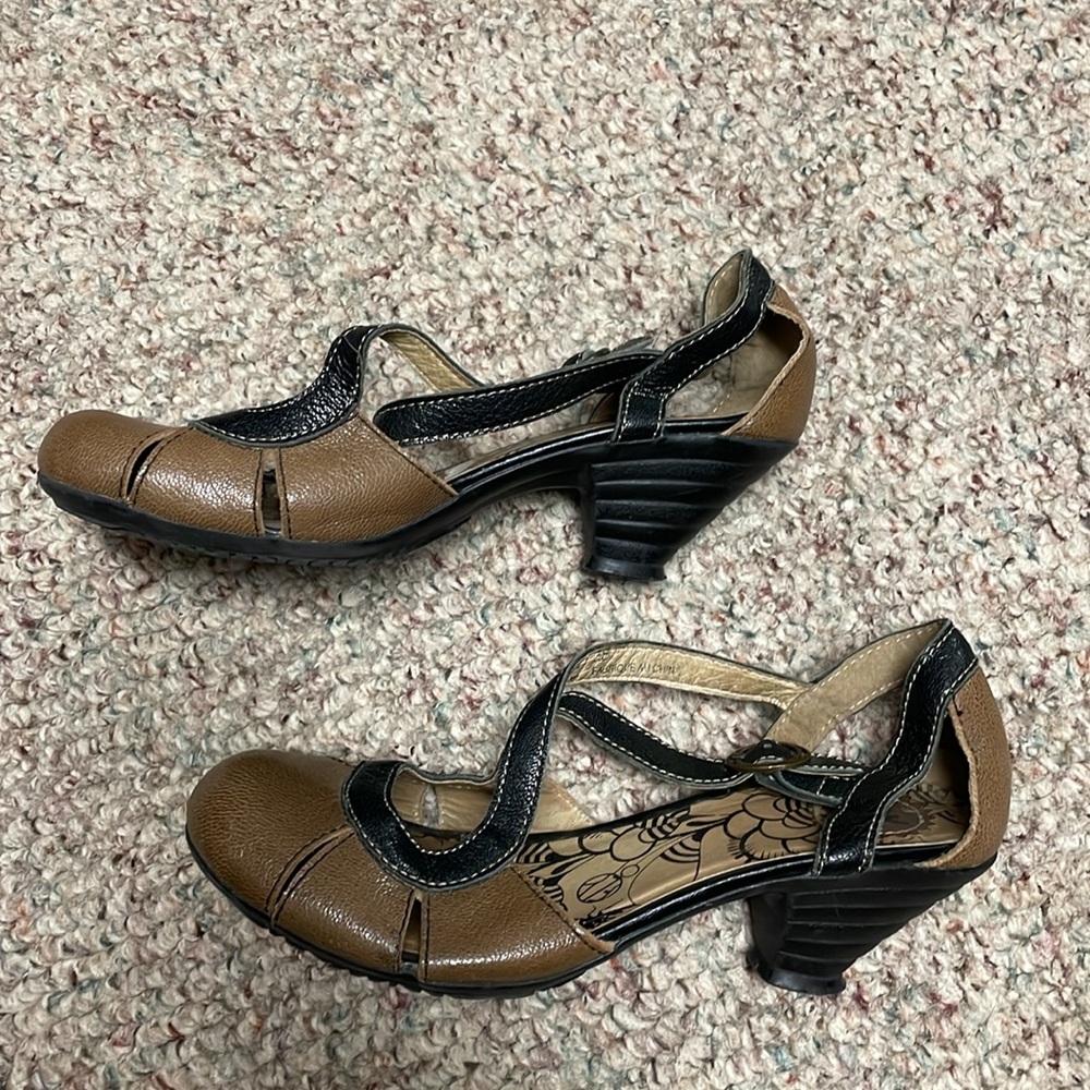 Fly London kitten heel Mary Jane shoes with leather straps